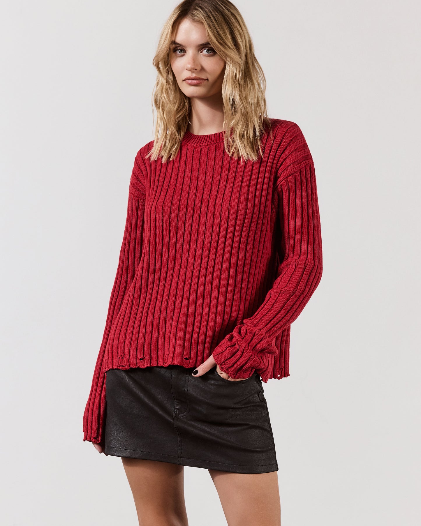 Stylischer & Gemütlicher Roter Strickpullover – Perfekt für den Alltag