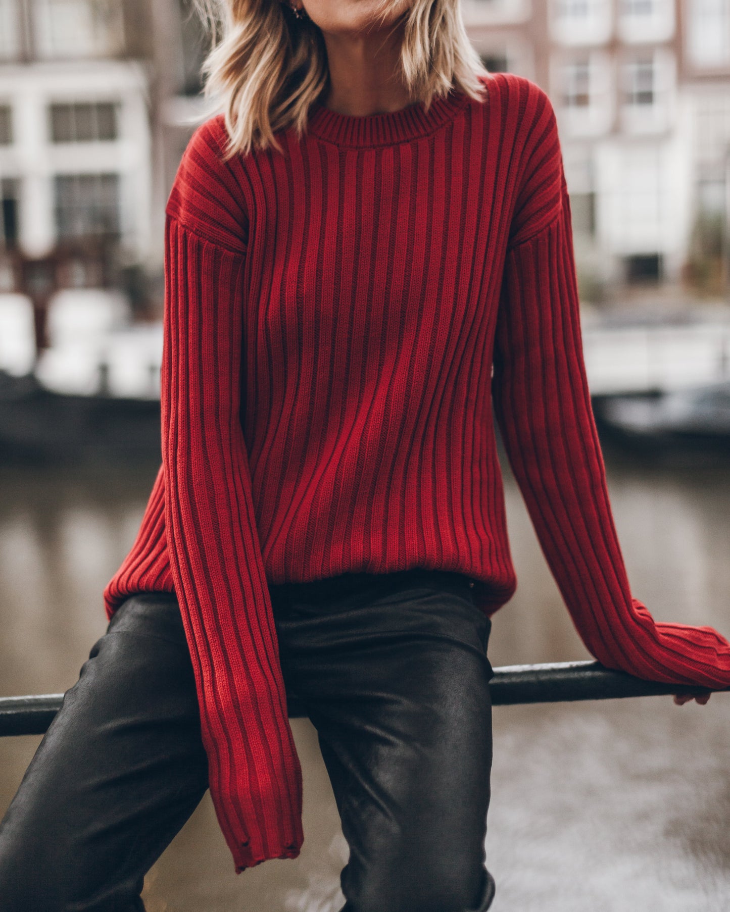 Stylischer & Gemütlicher Roter Strickpullover – Perfekt für den Alltag