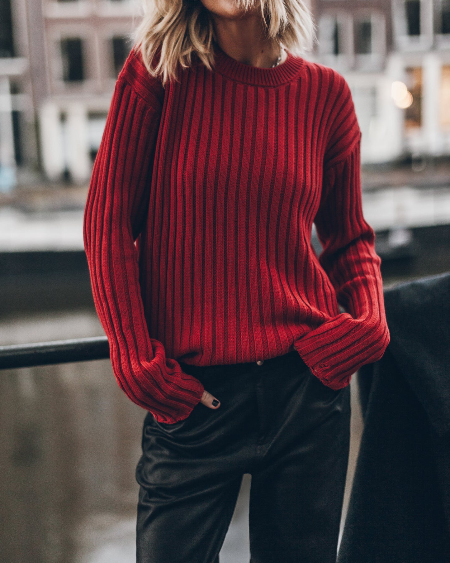 Stylischer & Gemütlicher Roter Strickpullover – Perfekt für den Alltag