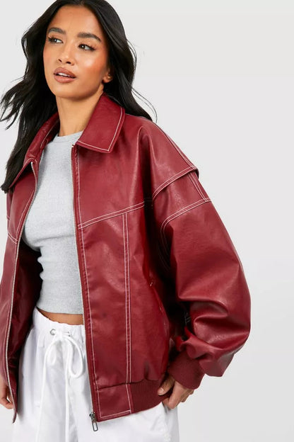 Oversized leather reader's jacket